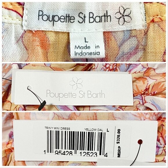 NWT ‎ Poupette St Barth Triny Floral Mini dress, Size L, Orange Esterel - Picture 11 of 16